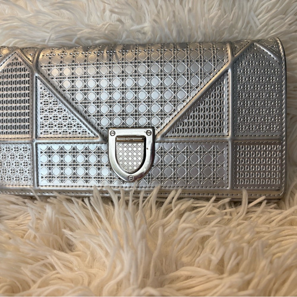 Dior Silver Diorama Geometric Clutch/WOC